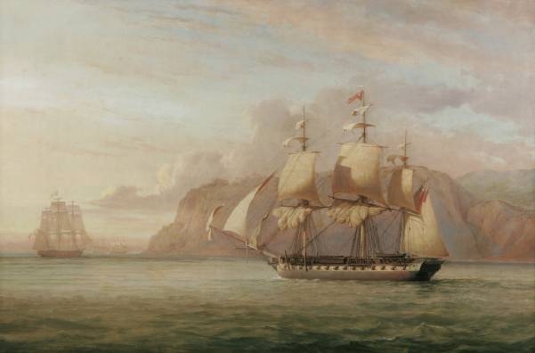 John_Christian_Schetky,_HMS_Amelia_Chasing_the_French_Frigate_Aréthuse_1813_(1852)