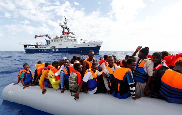 MOAS rescue 105 migrants in rubber dinghy Photo: Darrin Zammit Lupi/MOAS