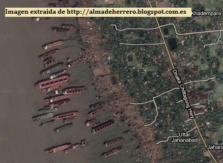 Imagen aerea buques en Chittagong