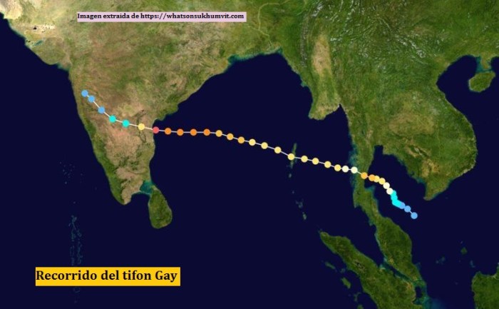 Recorrido del tifon Gay